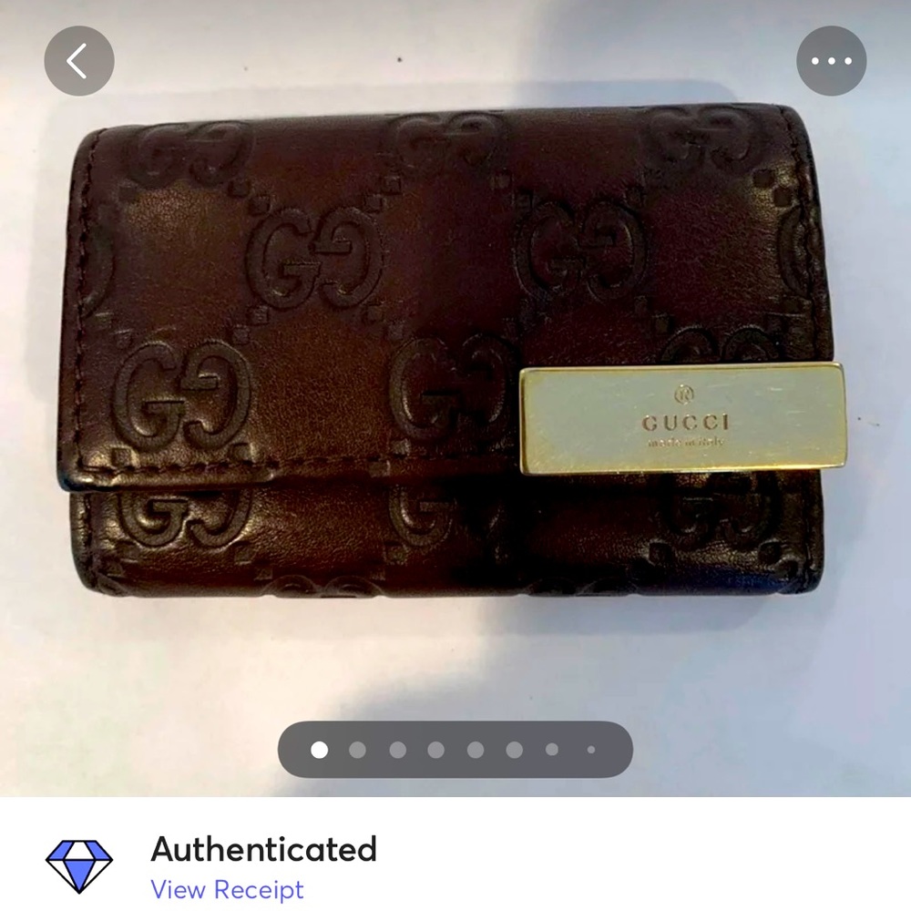 AUTH Gucci Guccissima Brown Leather Key Wallet